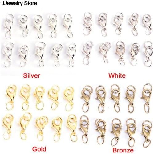 20Pcs Lobster Claw Clasps Jump Rings Split Boho Style Making Hook Ring Crimp End Spring Necklace Snap Chains Connector Set Beads