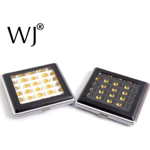 Upscale Black Leatherette Loose Diamond Storage Box Gemstone Collection Case 30 Grid Gem Display Holder Organizer Metal with Lid