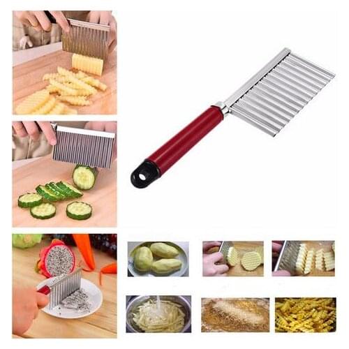 Kitchen 1 pc Potato Wavy Cutter Stainless Steel Vegetable Fruit Cutting Knife Potato Cucumber Carrot Waves Cutter Cooking Tools