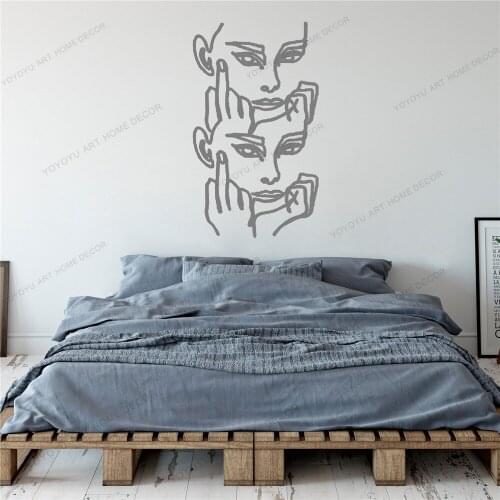 Face Line Draw Art Wall Sticker For Home Decor Living Room Fashion Wall Decals Valentines Removable Murals Wallpoof CX1534