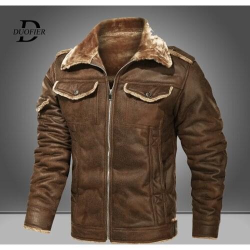 2021 New Winter Mens Thick Warm Jackets Coat Solid Color Faux Fur Collar Men Jacket Fashion Casual Zipper Mens Outdoor Coats