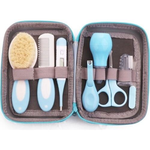 24BE Baby Grooming Kit Nail Clipper Comb Brush Nasal Aspirator Scissors Tweezer Finger Toothbrush Thermometer Newborn Nursery