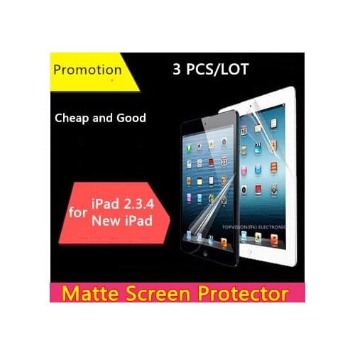 3PCS/Pack cheap good front matte protetive film for apple ipad 2 3 4 screen protector anti glare carton pack & can check ship