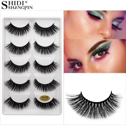 SHIDISHANGPIN 5 Pairs Mink Eyelashes Cilios Mink Natural Long 3d Mink Lashes Fluffy Faux Cils Handmade False Eyelashes Maquiagem