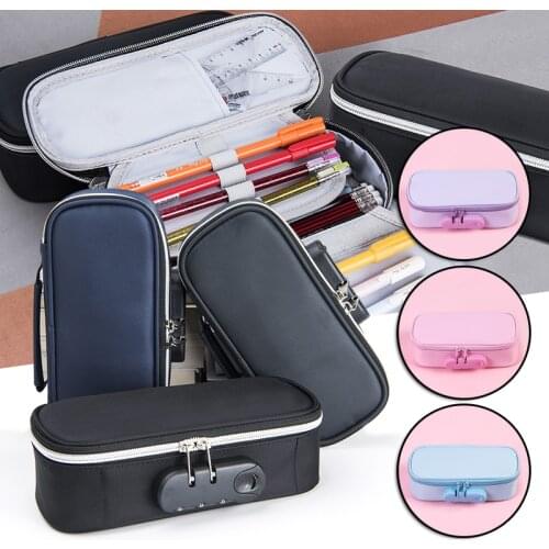 Newly Simple Pencil Case with Code Lock Large Capacity Stationery Storage Bag Great Gifts for Boys and Girls