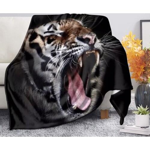 Upetstory 3d Tiger Head Print Plush Throw Blanket Soft Machine Washable Sofa Fleece Thin Quilt Bedding Flannel Blankets