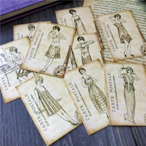 Retro girls fashion design carte postale Junk Journal Thick Card Material Paper DIY Planner Scrapbooking Diary Album stickers
