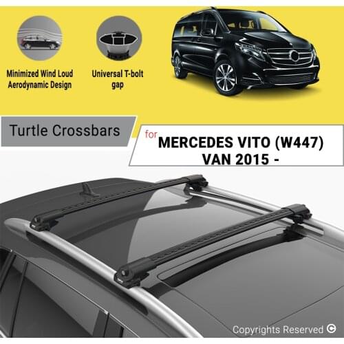 ROOF BARS FOR MERCEDES VITO (W447) VAN 2015 ON (SWB - LWB - EXLWB) ALUMINUM ALLOY BARS CAR ROOF RACK LUGGAGE CARRIER 2 CROSSBARS