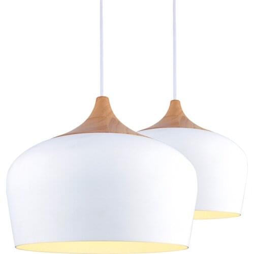 Modern Black/White Lustre Lampshade Pendant Lights Oak Wood Decration Hanging lamp/Lampe/Lighting Led Luminaire Suspendu Fixture