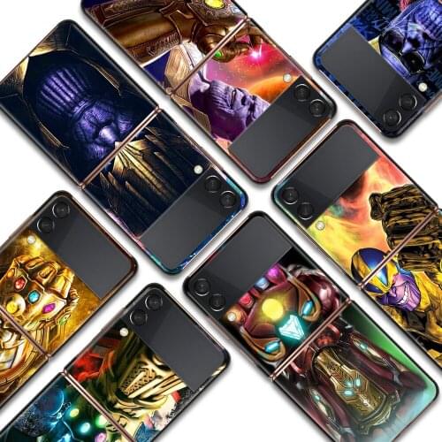 Thanos marvel hero Shockproof Cover for Samsung Galaxy Z Flip Flip3 5G Black Phone Case Shell Hard Fundas Coque Capa