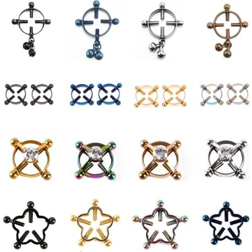 1/2pcs Screw Nipple Clamps Sexy Piercings For Women Stainless Steel Fake Nipple Piercing Jewelry Non Piercing Nipple Ring Shield