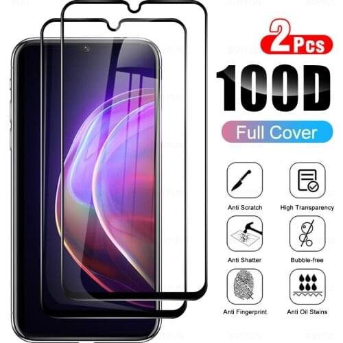 2Pcs Full Cover Tempered Glass Protective For VIVO V21 Glasses Screen Protector Glas For VI VO V 21 6.44" Phone Protection Film