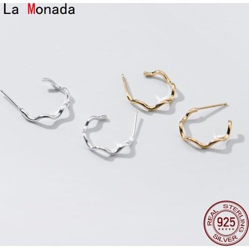La Monada Small Korean Earrings 925 Silver Women Wave Design Sterling Silver Stud Earrings For Girls Jewelry Minimalist