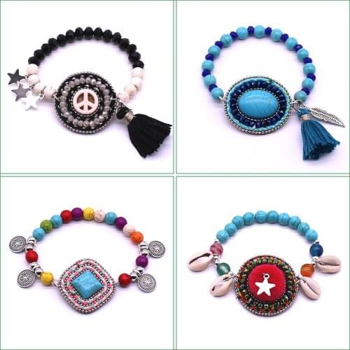 2019 bohemian style bracelet handmade beaded bracelets for women shell natural stone tassel fashion friendship bracelet jewelry