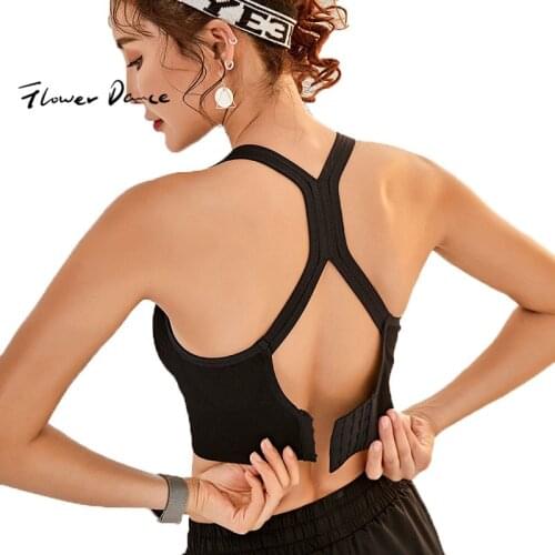 FlowerDance Yoga Bra Sports Crop Top Woman Brassiere Femme Push Up Cotton Stuffed Gym Bra Workout Female Fitness Active Wear