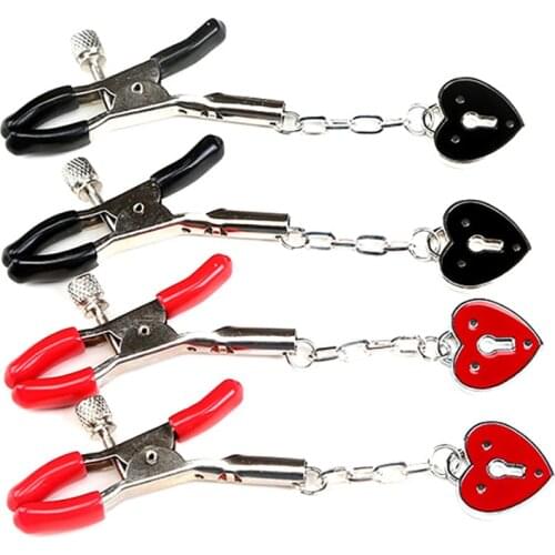 1 Pair Erotic Toy Chains BDSM Metal Heart-shaped Key Nipple Clips Fetish Sex Toys Adult Games For Couples Flirt Store