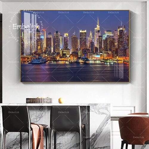 1 Pieces Home Decor Pictures City Building Landscape Wall Art Posters For Living Room HD Canvas Paintings Office Artworks