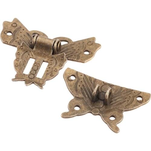 1PC Box Latch Clasp Wood Box Padlock Hasp Lock Antique Wooden Box Clasp Buckle Butterfly Alloy Lockbuckle 59*53mm