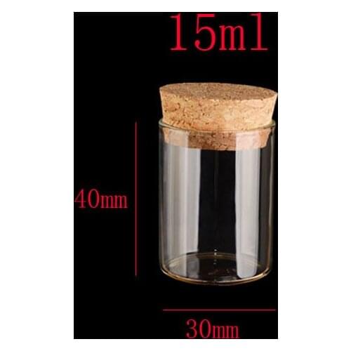 15ml glass tube with wood cork, cork stoppered vial,15cc empty glass bottle cork stoppered tube, 1/2 oz glass vial corked