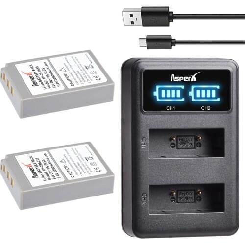 2Pc PS-BLS5 BLS5 BLS50 Batteries + LED USB Dual Charger for Olympus PEN E-PL2,E-PL5,E-PL7,E-PM2,OM-D E-M10,E-M10 II, Stylus1 L15