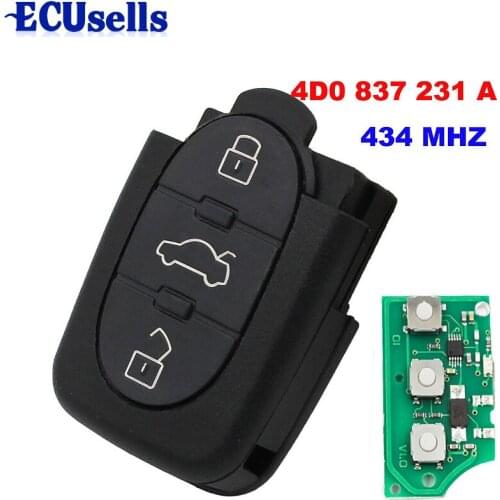 3 Buttons 433.92 MHZ /433MHZ/ 434MHZ Remote Key Control Fob 4D0 837 231 A For Audi A3 ,A6, A8