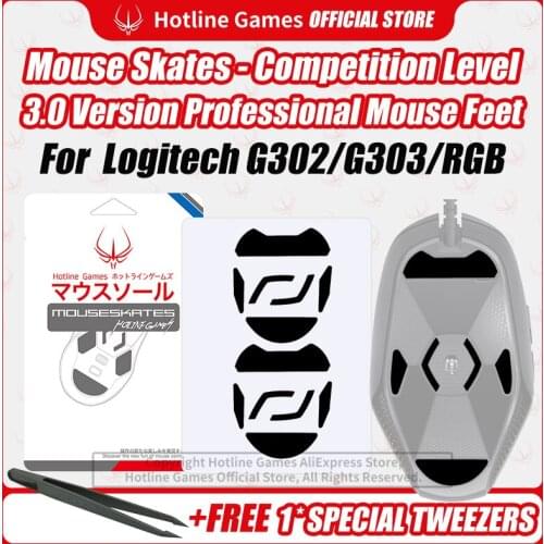 Hotline Games 3.0 Competition Level Mouse Skates Mouse Feet Pad Replacement Feet for Logitech G303 Mouse 0.28mm/0.6mm Thickness