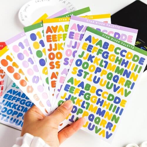 6pcs Kawaii candy color stickers English letters and numbers | Scrapbook tags, decoration, handmade, diary decoration, DIY diy