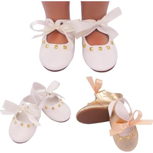 7.5cm Doll Shoes New Fashion Week Exquisite Leather Toy Shoes Mini White Lace-up Shoes For 18 Inch Girl Doll Cute Shoes