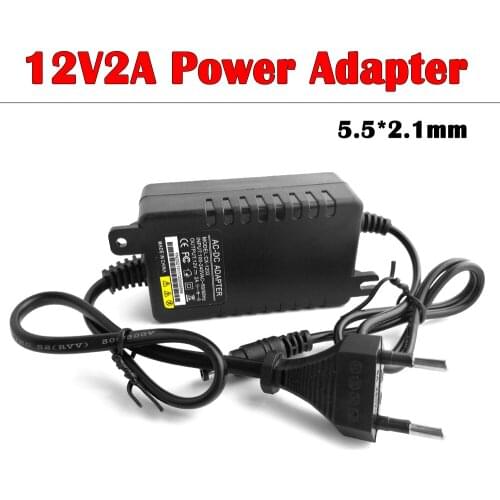 12V 2A Switching Power Supply LED Lamp Adapter US EU Plug Charger 5.5mm x 2.1mm for CCTV Security Camera DVR LED Strip