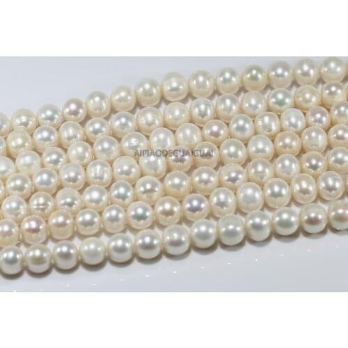 APDGG Natural 11-12mm genuine potato round white pearl strands loose beads women lady jewelry DIY