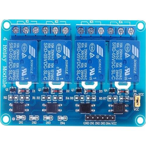 BlueRaven 4 Channel DC 5V Relay Module with Optocoupler