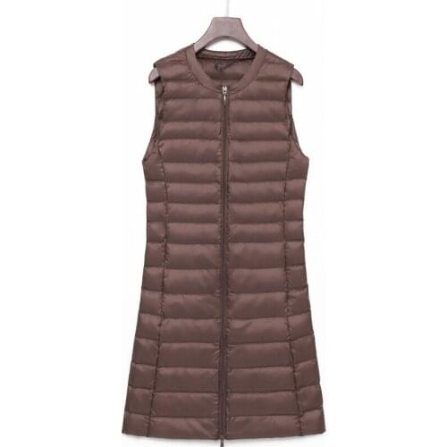 NewBang Brand Womens Long Vest Ultra Light Down Vests Women Female Down Coat Long Slim Sleeveless Two-way Zipper Jacket