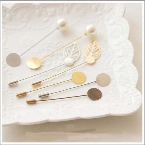 12pcs/lot Leaf pearl DIY Brooch Pins bodice Brooch tray for craft brooches Clothing collar Ornament accessories dripping Brooch