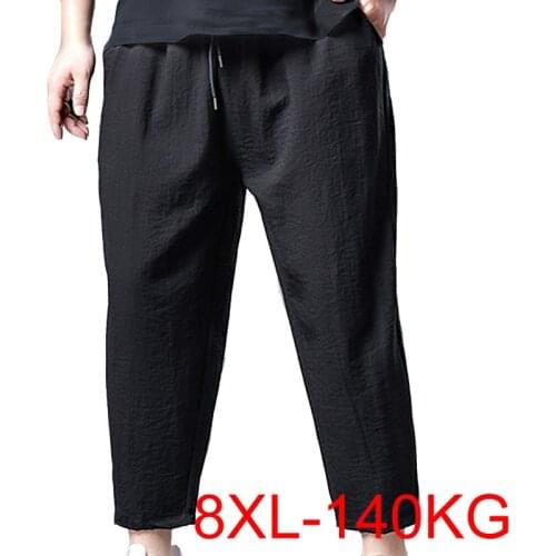 Spring autumn plus size men pants 5XL 6XL 7XL 8XL waist 140cm Thin style casual men pants