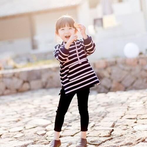Children Clothing 2018 Autumn New Fashion Striped Sweatshirt for Baby Girls Kids Cotton Long Hooded T Shirts Baby Coat Outwear