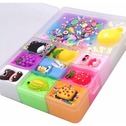 Fruit Elasticity Doll Slime Kids Toys 500ml DIY New Characters Slime Clay Soft Stretchy for Children Christmas Birthday Gift Set