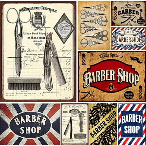 Barber Shop Vintage Metal Poster Decorative Antique Metal Tin Signs Shabby Chic Home Shop Sport Retro Art Posters Plate Decor