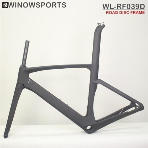 Winowsports BB386 Carbon Road Frame Disc Brake Road Bicycle Frame Aero Racing Bike Frame Thru Axle 142x12 and fork 100x12mm