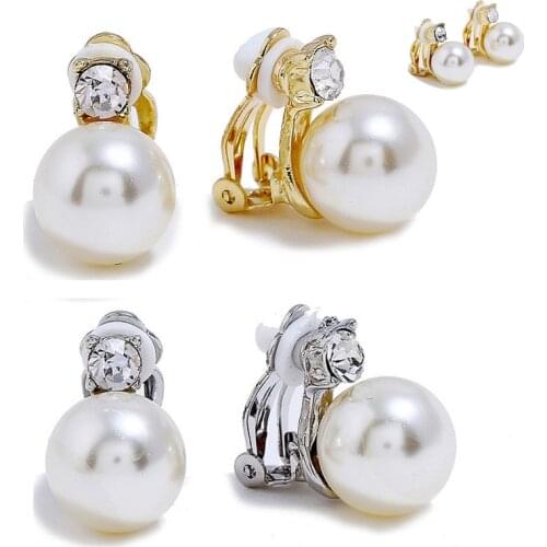Korean Imitation Pearls Fake Piecring Ear Ring For Women Girl Trendy Clip Earrings Non Pierced Wedding Body Jewelry