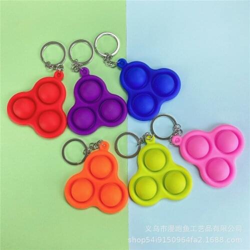 Creative Trend Bubble Music Keychain Silicone Finger Pressure Reducer Triangle Decompression Toy Men and Women Bag Key Ring