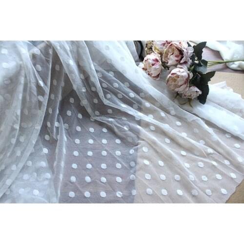 2 Meters Long 150CM wide high quality soft mesh jacquard dots stretch lace fabric cloth DIY clothing accessories veil decoration
