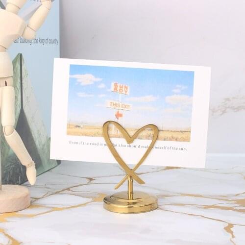 Heart Photo Clip Metal Name Card Clip Gold Office Accessories Photocard Holder Display Stand Memo Sheet Holder Table Card Holder