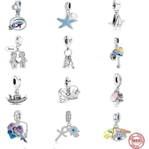 2021 New 925 Sterling Silver Beads Four-Leaf Cactus Flower Charm Fit Original Pandora Bracelet DIY Jewelry Making Women Gift