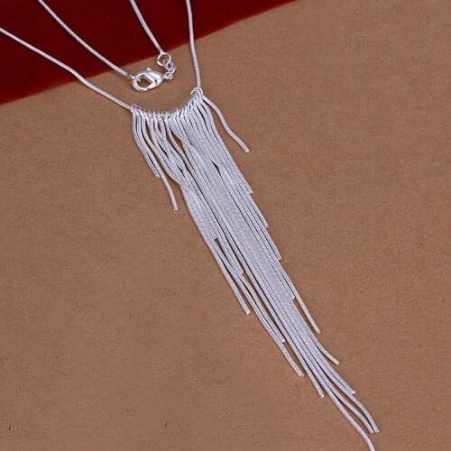 Wholesale fashion 925 jewlery silver plated tassel Wicker pendant necklace snake chain vintage accessories