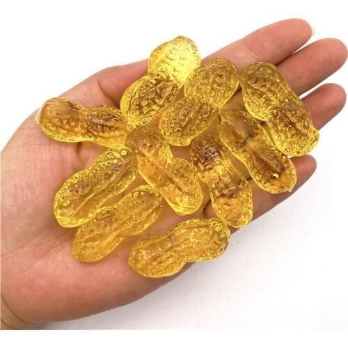 Lovely 1PC Yellow Glass Crystal Stone Peanut Shaped Specimens Crystal Collection Home Decor Holiday Decorative Quartz Crystals