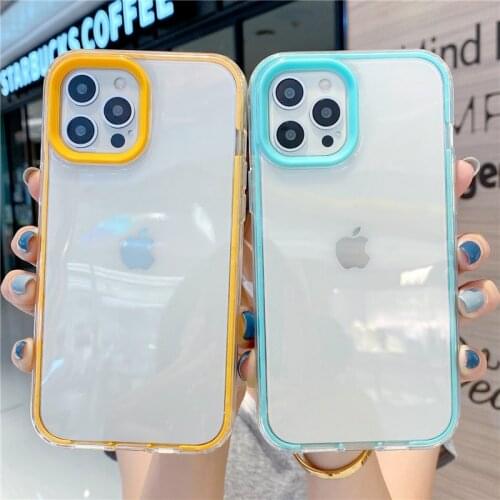 Gimfun Candy Color Transparent Phone Case for iPhone 11 12 Pro Max XS Max X XR 7 8 Plus Simple Soft Tpu Shockproof Back Cover