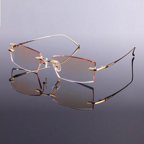 Luxury PRIVATE Custom Manual Pure Titanium Frame Diamond Cut High-elastic Tinted Lenses Mens Prescription Glasses Photochromic