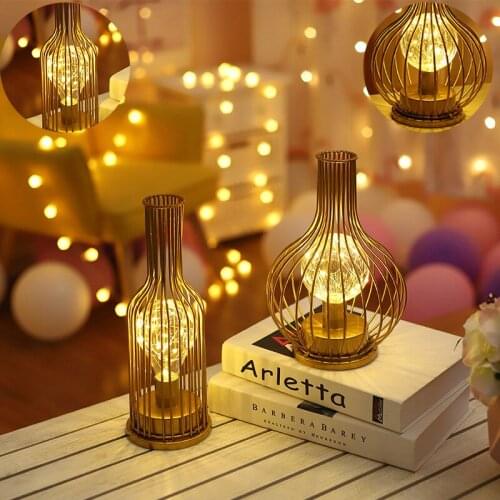LED Battery Lamps night light wrought iron wine glass red wine bottle shape Bedroom decoration Bedside Night Lamp Christmas gift