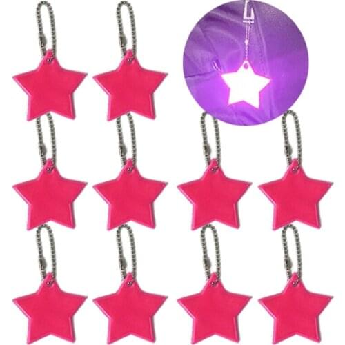 10Pcs Child Safety Reflectors Keyrings Stylish Reflective Stars Gear Backpacks Strollers Jackets Safe Reflector Keychain W0YA