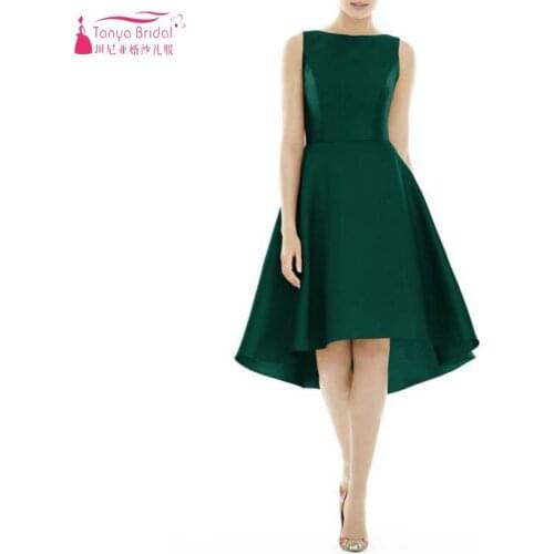 TANYA BRIDAL Red Blue Green Bridesmaid Dresses Satin Short Knee Length Elegant Dress Women For Wedding Party Dresses JQ366